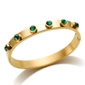 Gepolijste gouden roestvrijstalen armband met zes smaragdgroene zirkonia's voor dames - Goud (Groene Strass)