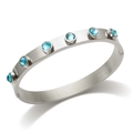 Zilveren roestvrijstalen luxe armband met zes ingelegde lichtblauwe ronde zirkonia - Zilverkleur (Blauwe Strass)