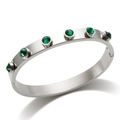 Zilveren roestvrijstalen armband met smaragdgroene zirkoonstenen en geborstelde finish - Staal (Groene Strass)