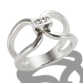 Intertwined silver geometric ring with three small micro-set diamonds for a modern look - US 6 / Silver