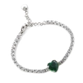 Bracciale tennis argento con zircone a cuore verde e pietre bianche brillanti - Acciaio + Zircone Verde