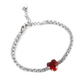 Bracciale tennis in acciaio inossidabile con cuore rosso e zirconi bianchi brillanti - Acciaio + Zircone Rosso