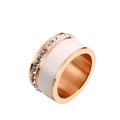 Rose gold ring with sparkling cubic zirconia and white enamel inlay for women - US 6 / Rose Gold White Enamel Ring