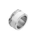 Zilveren titanium stalen ring met een rij zirkonia en zwart epoxyhars detail - Staalkleurige Epoxyharsring