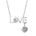 Collier argenté avec pendentif LOVE, zircon scintillant et petit charme en forme de cœur - Collier Strass Pendentif Cœur LOVE (JDLN24S Acier)