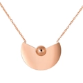 Détail du pendentif demi-cercle en or rose avec une bille sur chaîne croisée fine - Collier Pendentif Éventail Semicirculaire et Perle (JDLN23R Or Rose)