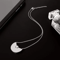 Collier géométrique argenté avec pendentif demi-cercle et perle polie sur chaîne - Argent (Pendentif en Forme de Éventail)
