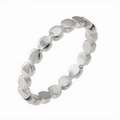Minimalist silver geometric ring with polished bead texture and adjustable open band - Size 5 / Linked Bead Disc Style (MXR466S) / Silver