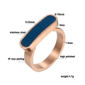 Detailed view of gold plated titanium steel ring with blue enamel and size measurements - US 6 / Dark Blue-Rose Gold