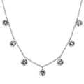 Silver titanium steel necklace with seven sparkling round cubic zirconia pendants - 7 White Zirconia Pendant Necklace (JDLN09 Steel)
