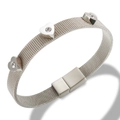 Silbernes Milanaise-Armband im Uhrenstil mit herzförmigen Anhängern und Diamanten - Silber Herz