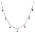 Collier en argent avec sept pendentifs en cristal multicolore de coupe ronde vibrante - Collier avec 7 Pendentifs en Pierres Colorées (JDLN31 Acier)
