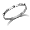 Silver stainless steel floral bracelet with sparkling zircon stones in a sleek finish - Flower-White Zirconia-Silver