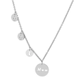 Silver-toned family necklace featuring Mom pendant and children charms in stainless steel - Mom Heart and Family Pendants Necklace (JDLN41 Steel)
