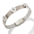 Silbernes Milanaise-Armband mit funkelnden Zirkonia und eingravierten römischen Ziffern - Silber Römische Zahlen