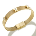Goldenes Mesh-Armband mit Magnetverschluss und funkelnden Zirkonia-Sternanhängern - Gold Stern