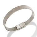 Silbernes Milanese-Mesh-Armband aus Edelstahl mit elegantem rechteckigem Schnallenverschluss - Armband-Stahlfarbe