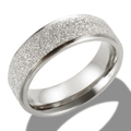 Minimalist silver sparkling frosted stainless steel ring with a textured matte finish - 6mm Steel Color Style