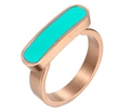 French geometric 18K gold-plated titanium ring with turquoise green enamel inlay - US 6 / Light Blue-Rose Gold