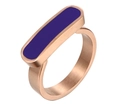 French style 18K gold plated titanium ring with purple rectangular enamel inlay - US 6 / Purple-Rose Gold