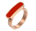 Rose gold geometric ring featuring a striking red rectangular enamel inlay for women - US 6 / Red-Rose Gold