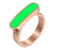 Anello in titanio placcato oro 18K stile francese con smalto verde e finitura spazzolata - Verde-Oro Rosa