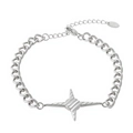 Silver stainless steel star bracelet with K18 stamp and adjustable lobster clasp - Bracelet-Steel Color