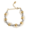 Collana a doppio strato con perle miste, sfere oro e argento e ciondolo K18 - Bracciale di Perle Misto / Oro