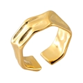 Irregular gold wave texture ring with adjustable open band for a modern organic style - Irregular Wave Open Style (MXR339G)