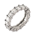Silver eternity ring featuring square princess cut crystals in a classic claw setting - Four-Prong Square Zirconia Eternity Style (MXMJR231S)