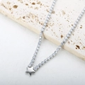 Detailed close-up of a silver star pendant on a sparkling zircon tennis chain - Star Necklace-Silver