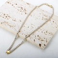 Golden tennis necklace with sparkling white zircons and a solid star pendant charm - Star Necklace-Gold