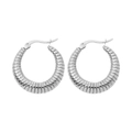 Minimalist silver geometric U-shaped croissant hoop earrings with a polished finish - Silver Spiral Hoop (E1548S)