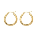 18K gold plated stainless steel hoop earrings with elegant woven texture design - Gold Interwoven Texture Hoop (E1550G)