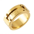 Luxuriöser Ring aus 18K vergoldetem Titanstahl mit römischen Ziffern und Kugel-Akzenten - Größe 6 / Römische Zahlen Niet Stil (R1755G) / Gold