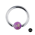 G23 titanium captive bead ring with a purple opal stone for body piercing jewelry - 1.2*8mm / OP38