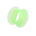 Detailed view of flexible lime green silicone double flare ear tunnel gauge plug - Green / 10mm