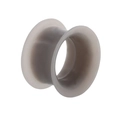 Detailed view of gray translucent silicone double flared flesh tunnel for ear piercing - Gray / 10mm