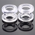 Paar klare Acryl-Ohr-Tunnel mit hohlem Flaschenzug-Design für Piercings - US 2 / Transparent