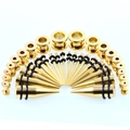Set di 36 pezzi per dilatatore orecchio in acciaio inossidabile dorato con tunnel - Set da 36 Pezzi / Oro