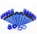 Set van 28 koningsblauwe acryl oorbellen stretchers inclusief tapers en tunnels met O-ringen - 28 Stuks / Blauw