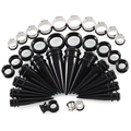 Ohr-Stretching-Set mit Acryl-Dehnstäben und Tunneln aus Edelstahl in Schwarz und Silber - Stahlfarben