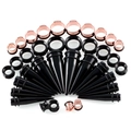 Acryl-Dehnstäbe und roségoldene Edelstahl-Tunnels Set für Ohrenstretching 10-20mm - Roségold