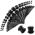 Dehnstab-Set aus Acryl mit schwarz-weißem Spritzmuster für die Ohrlocherweiterung - Schwarz