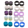 20pcs stone silicone ear plugs and tunnels set with marble texture in various colors - 6mm 10 Pairs