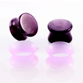 Set of amethyst stone ear plugs and purple silicone double flare tunnels for ear piercing - 6mm Amethyst Stone Silicone 2 Pairs