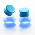 20pcs set of silicone ear tunnels and turquoise stone gauges on white background - 6mm Blue Turquoise Silicone 2 Pairs
