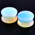 Écarteurs d'oreilles en opalite blanc laiteux avec finition lisse et brillante - 10mm / Opale