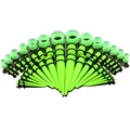Dehnungstabelle für Ohren aus neon grünem Acryl mit verschiedenen Taper-Größen - 50 Stück / Fluoreszierendes Grün