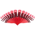 Acryl Expander Set mit roten Dehnstäben und rosa transparenten Tunnel Plugs - 50 Stück / Transparentes Rot